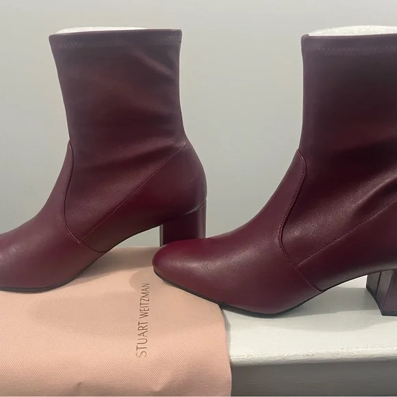 Stuart Weitzman Burgundy/Cranberry Heeled Boots. Stylish and comfortable. - Picture 3 of 12
